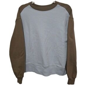 Everlane‎ Organic Cotton Colorblock Sweatshirt XXS Brown Light Blue Crewneck